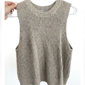 Autumn Cashmere Taupe Speckle Rib Knit Sweater